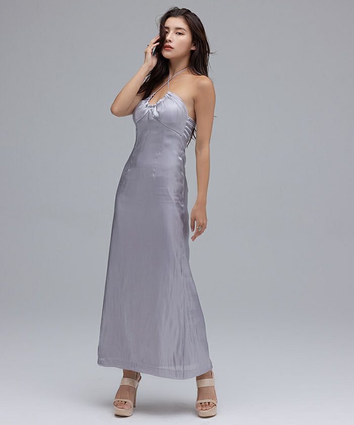 【Max Mara】Vネック サテン スリップ ドレス サテンストリングネックマキシドレス | AMBIENT オンラインストア