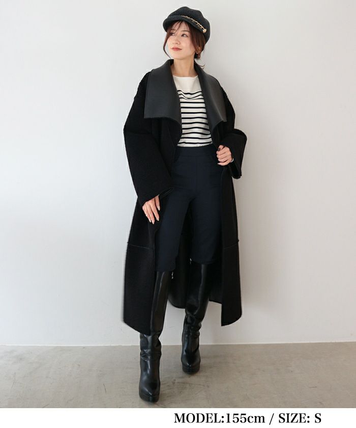 店内商品がすべてレジにて半額！！ レザーボアリバーシブルロングコート | オンラインストア AMBIENT ジャケット・アウター
