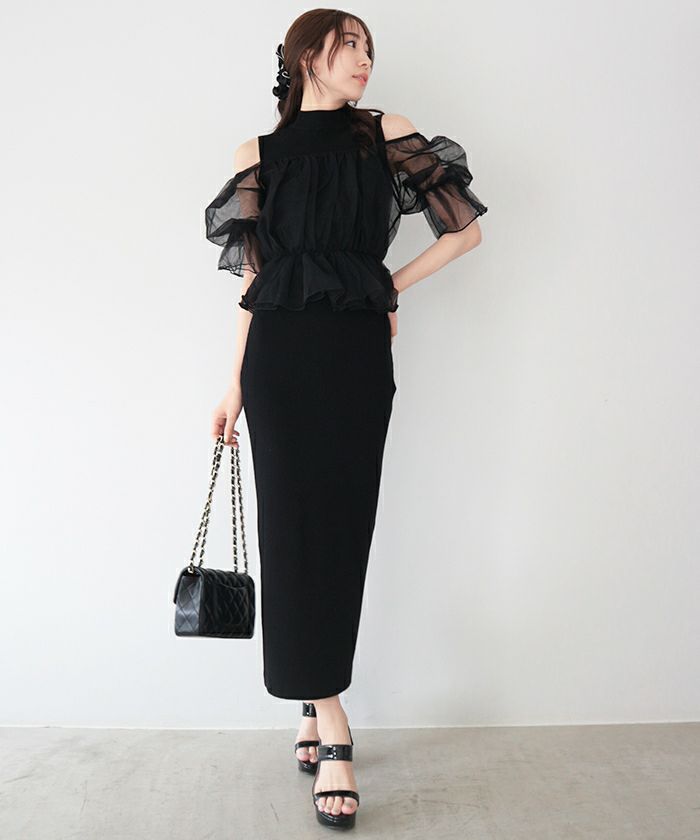 美品】acka チュールオフショルダートップス 春服 ホワイト